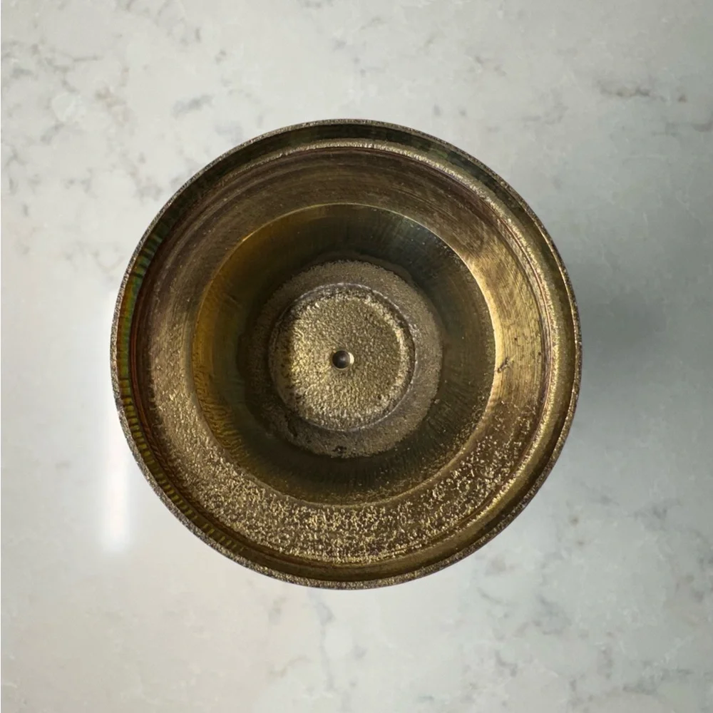 Brass Decorative Vase with Red Inlay - Home Accents